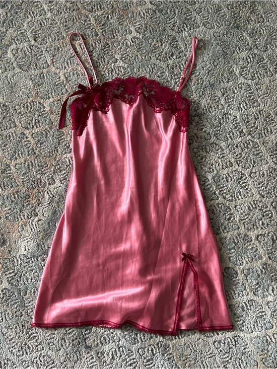 Victoria's Secret Other - Vintage Y2k Victoria secret ANGEL Satin Chemise with Lace Trim SLIP DRESS